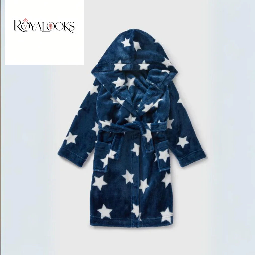 Kids Navy Star Dressing Bathrobe