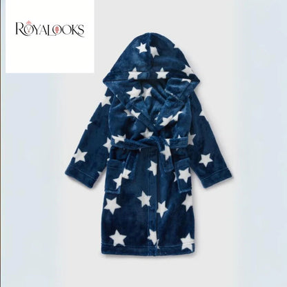 Kids Navy Star Dressing Bathrobe