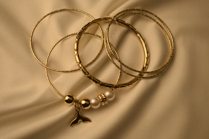 6 pcs Pearl Bangles