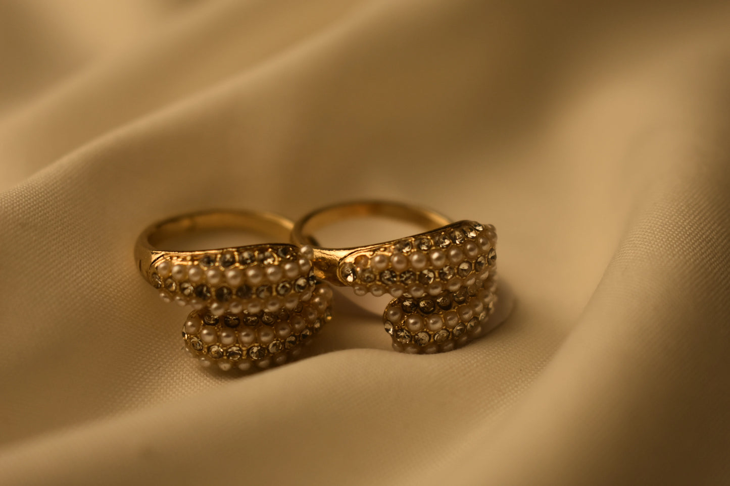 Diamanté Chunky Ring Pair