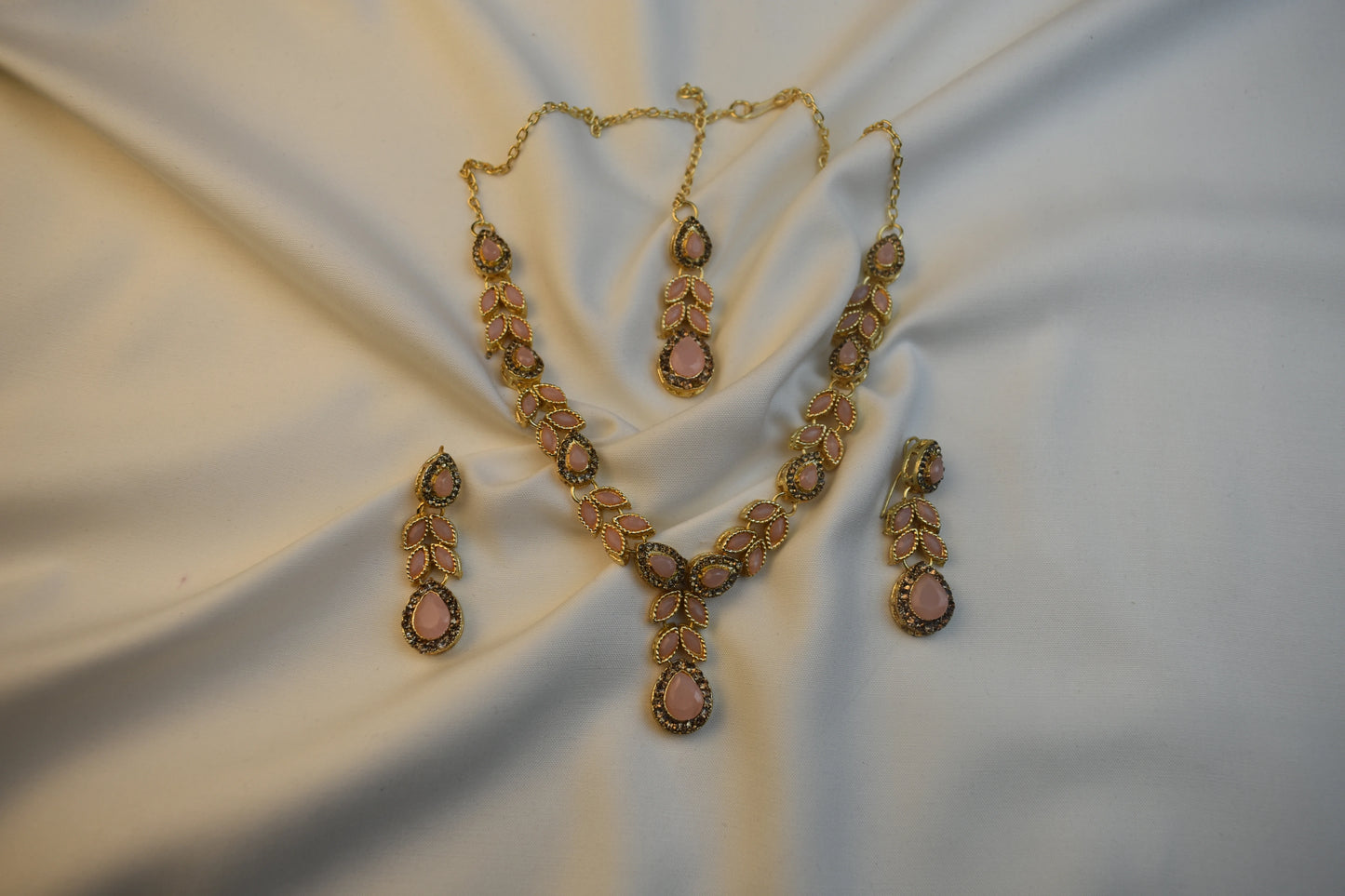 Pink Tulip Necklace and Earrings set