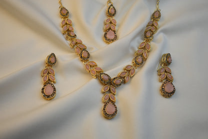 Pink Tulip Necklace and Earrings set